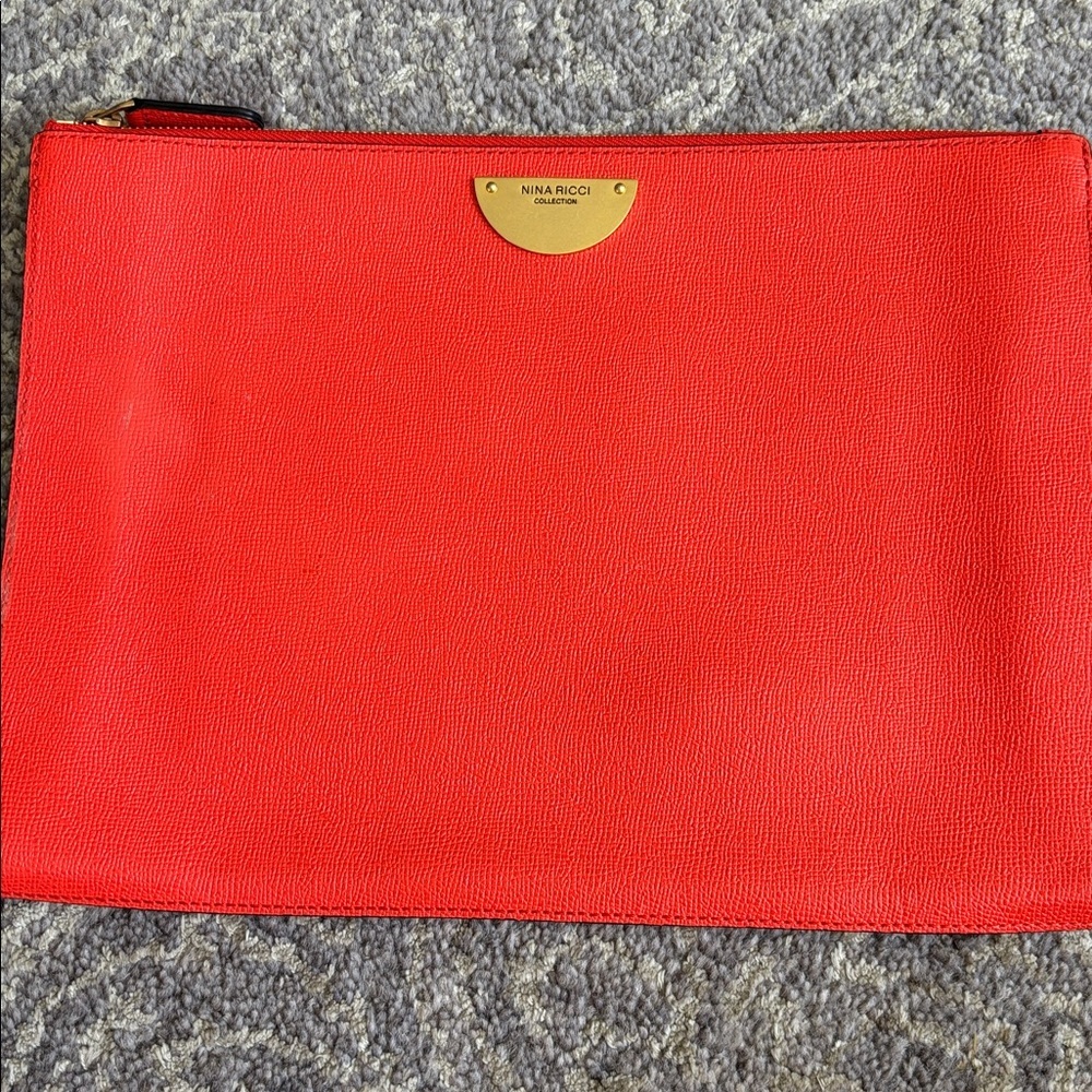 Nina Ricci Vibrant Red Clutch Envelope Purse